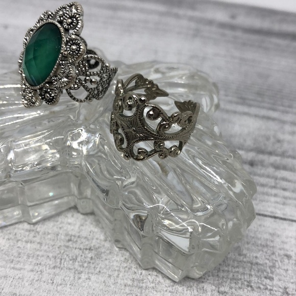 Artisan style Victorian-romantic vibes costume statement dressy cuff rings. - Picture 2 of 6